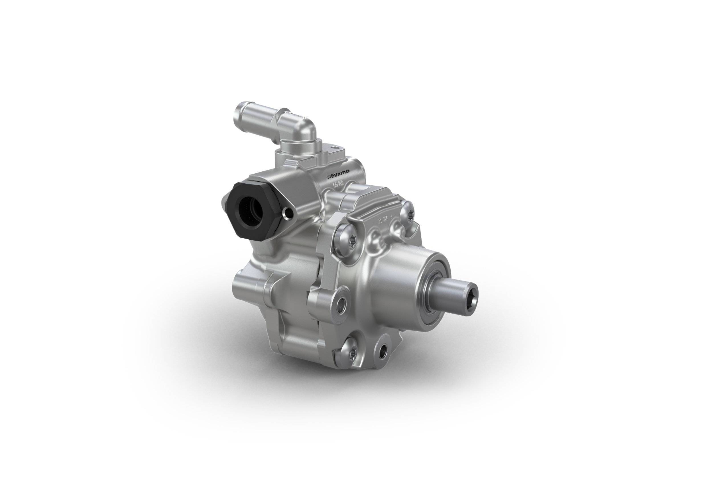 The energy-saving Varioserv power steering pump for passenger cars consists of a robust housing with a pressed-in suction connection and integrated volume flow control.