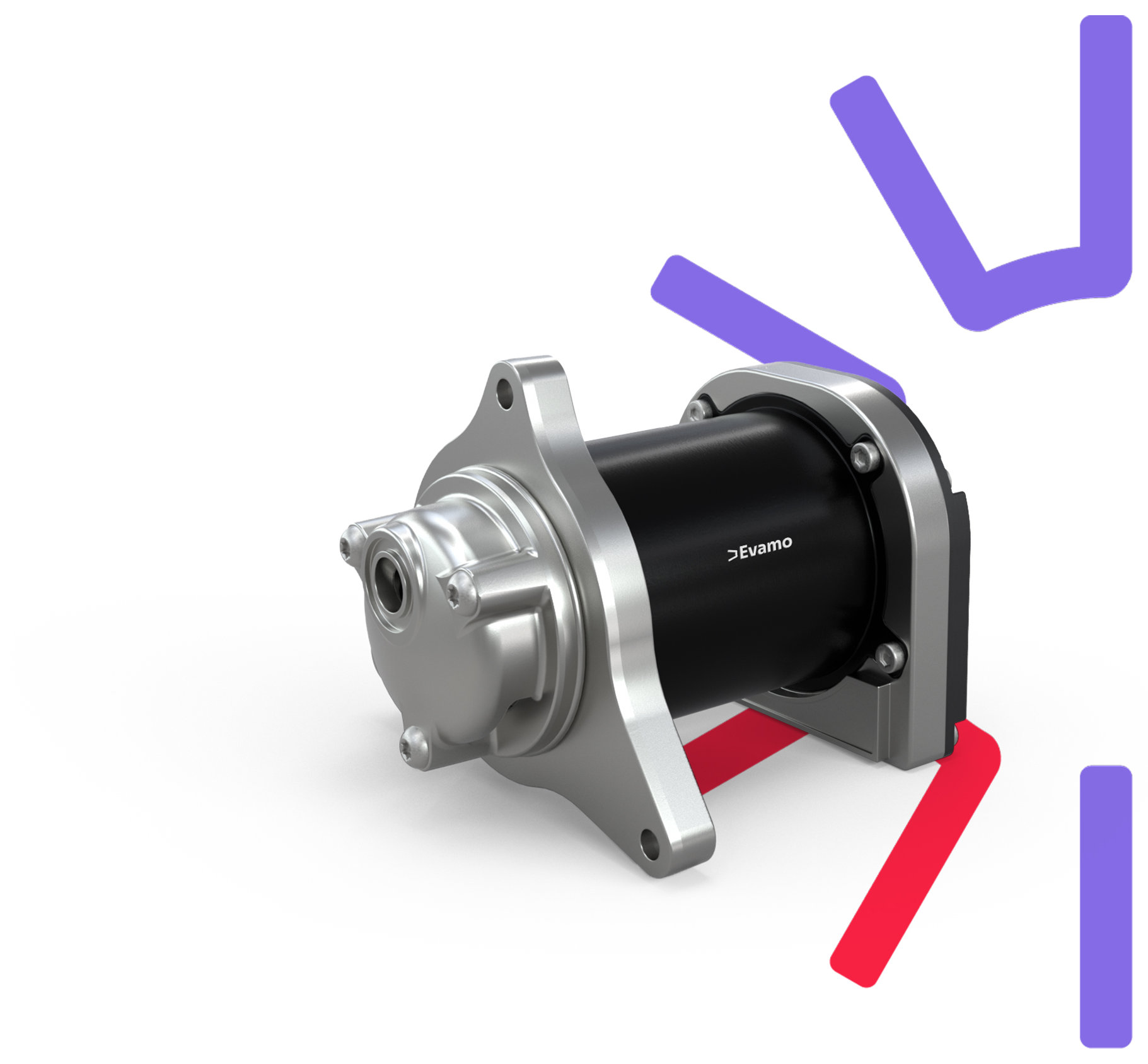 Die Frontansicht der elektrisch geregelten Pkw-Getriebepumpe eLOP zeigt das geräuschoptimierte Design und das Pumpen-Gehäuse.