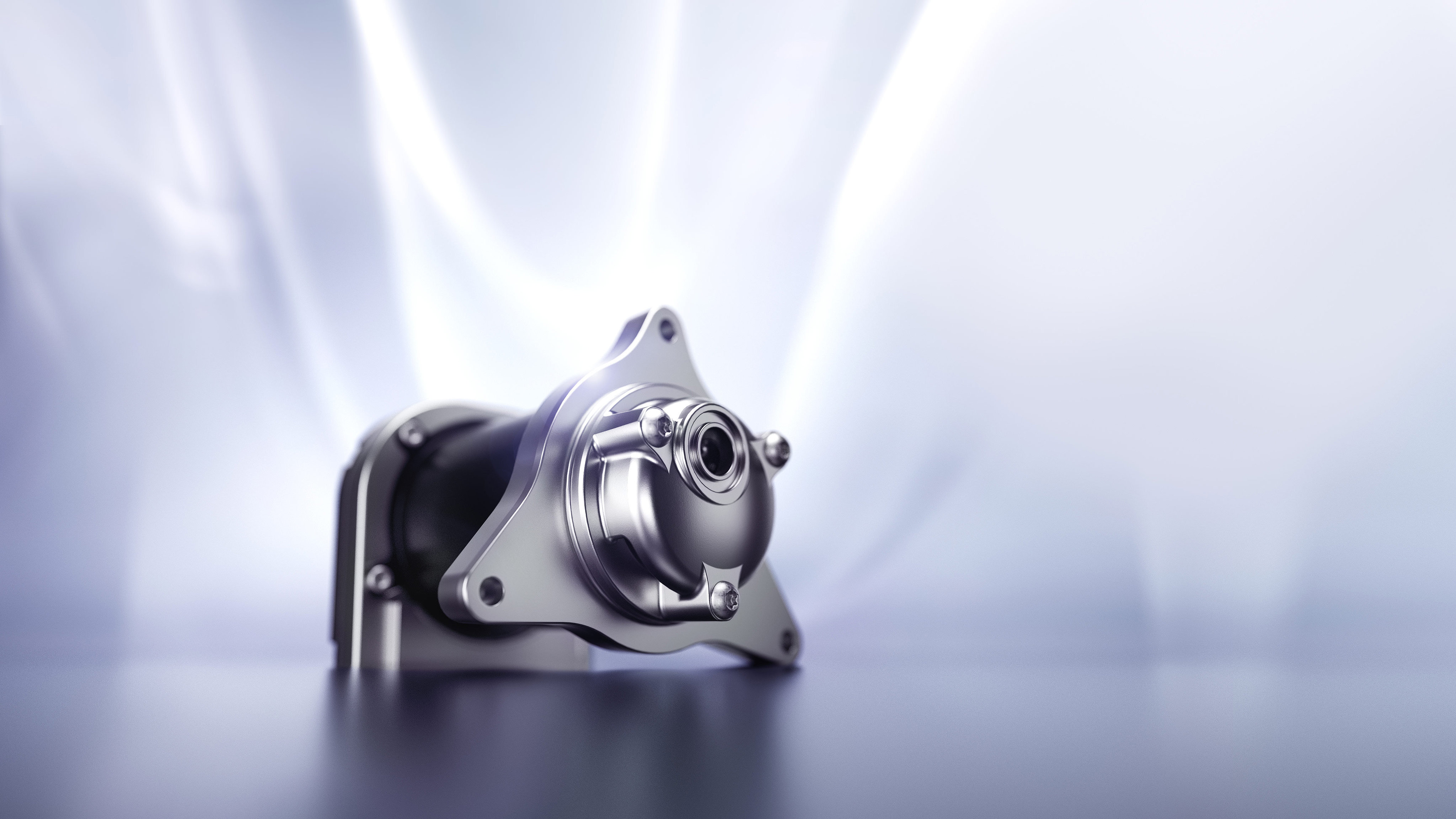 The perspective shows the sophisticated product design of the eLOP transmission pump for passenger vehicles.