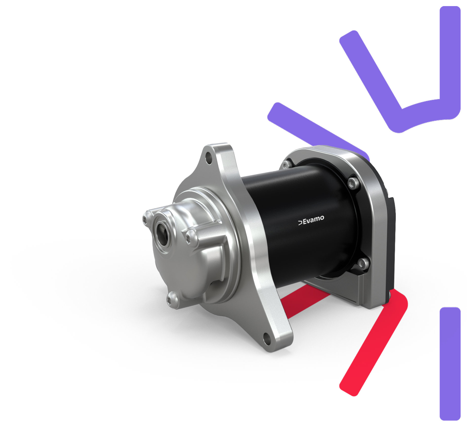 The front view of the eLOP passenger car transmission pump shows the noise-optimized design and the housing.